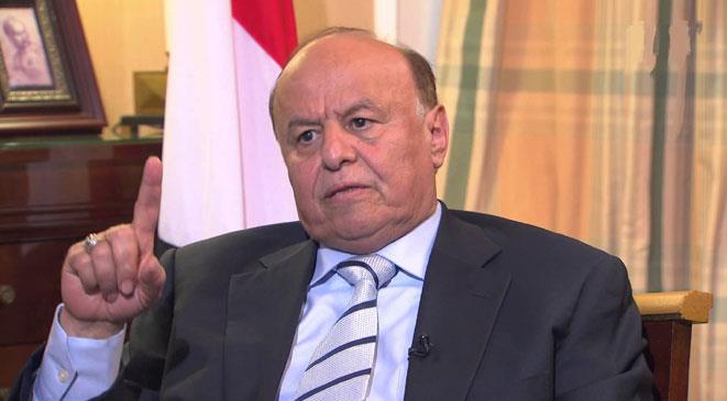 هادي يؤكد استمرار العمليات العسكرية ضد الحوثيين